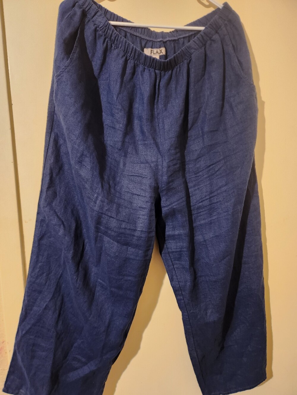 Flax Linen Relaxed Pull-on Pants in Deep Navy Sz Large